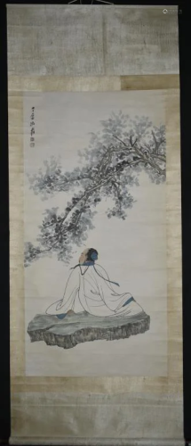 Chinese Ink Color Scroll Painting, Signed and Seal