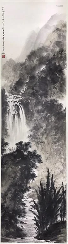 Chinese Ink Color Landscape Scroll Painting,Sign…