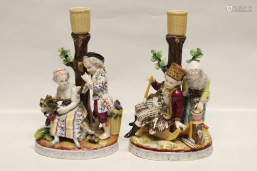 Pair of Dresden Porcelain Figural Candleholder