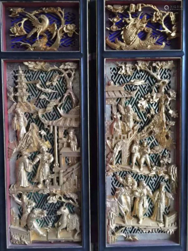 Pair of Chinese Wood Panels