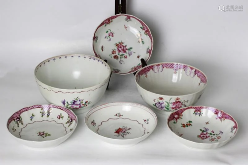 Group 18th.C Chinese Expo Famille Rose Plates&Bowl