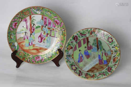Two 19th.C Chinese Rose Medallion Porcelain Plates