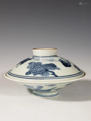 Chinese Blue and White Porcelain Cover Bowl,Mark