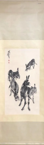 Chinese Ink Color Scroll Painting,Signed