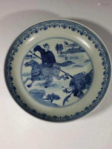 Chinese Blue and White Porcelain Plate,Mark