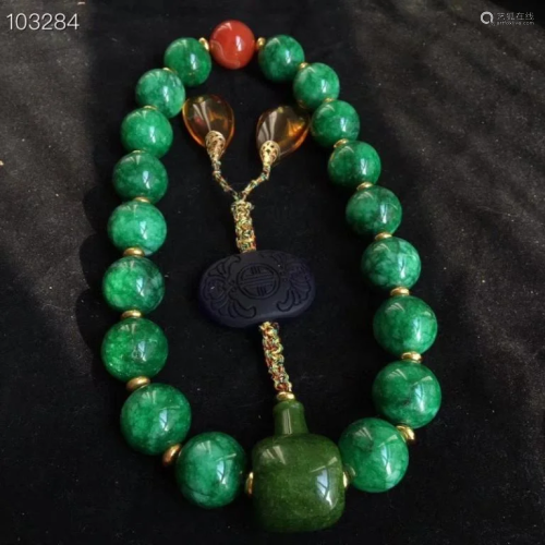 Chinese Jadeite Beads Bracelet