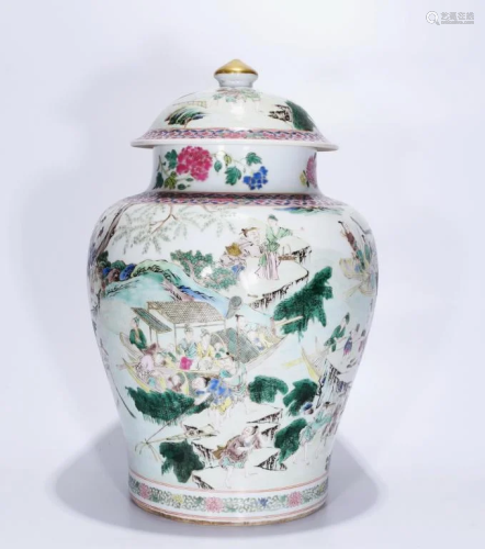 Chinese Famille Rose Porcelain Lid General Jar