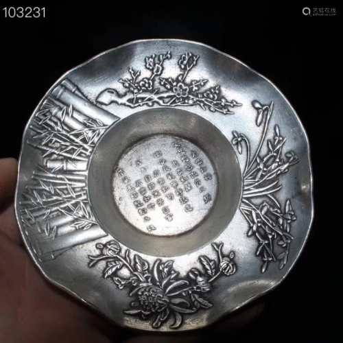 Chinese Silver Bronze Plate