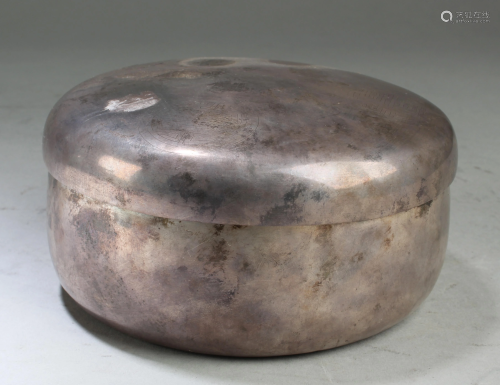 Chinese Antique Round Silver Box