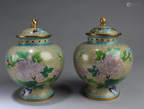 A Pair of Cloisonne Jars