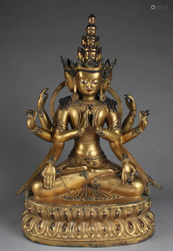 Chinese Gilt Bronze Bodhisattva Statue