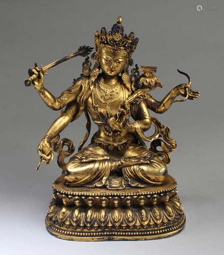 Chinese Gilt Bronze Bodhisattva Statue