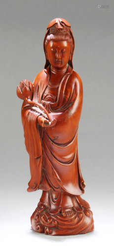 Chinese Wooden Carved Guanyin Statue