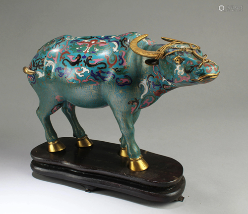 Antique Cloisonne Buffalo Figurine