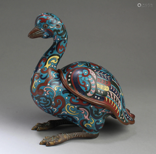 A Cloisonne Bird Shaped Container