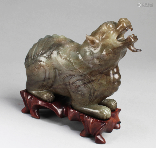 Antique Carved Jade Mythical Beast Figurine