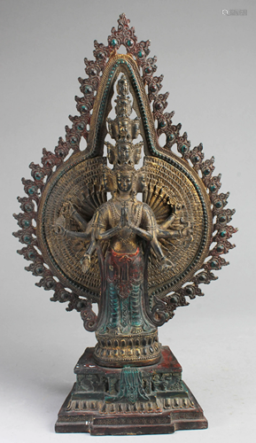 Chinese Bronze 'Thousand Hands' Guanyin St…