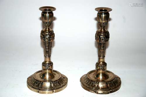 coppia di candelieri in argento stile Luigi XVI