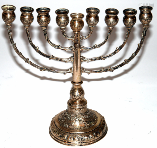 candelabro ebraico a 9 braccia in argento h