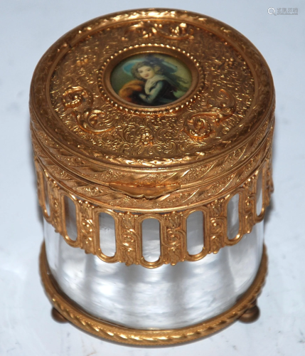 scatola in vetro e bronzo dorato cm.x h. 9 dm