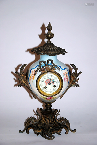 orologio in ceramica dipinta e bronzo fine