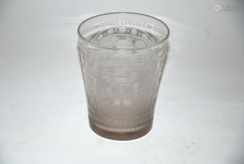 Boemia bicchiere in vetro inciso datato