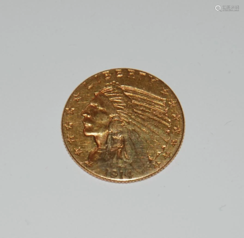 moneta in oro dollari 2.1/2 1914 USA gr.4,17