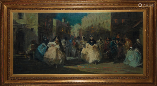 olio su tela raff.carnevale cm. 50x100