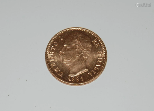 moneta 20 lire oro rosso 1891