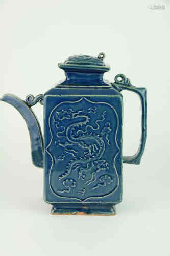 A Chinese Blue Glazed Porcelain Pot