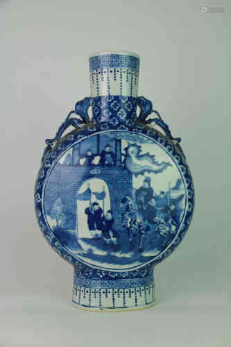 A Chinese Blue and White Porcelain Flask