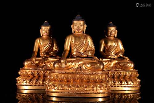 The Bronze Gilding Trikalea Buddhas