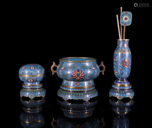 A Set of Chinese Cloisonne Ornaments