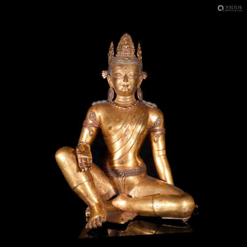 A Bronze Gilding Buddha Statue of Guanyin