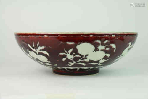 A Chinese Red Glazed Porcelain Bowl