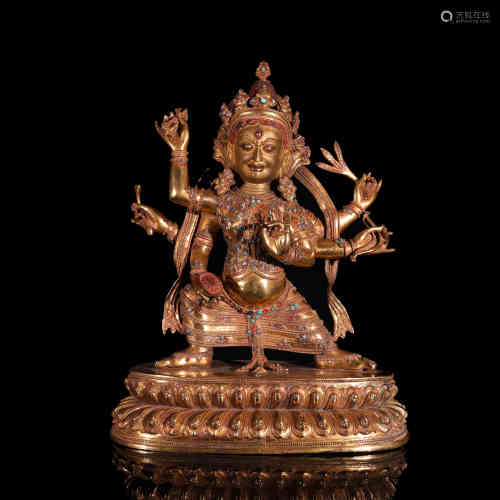A Bronze Gilding Buddha Statue of Parnashavari