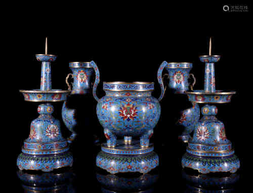 A Set of Chinese Cloisonne Ritual Utensils