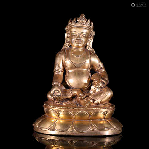 A Bronze Gilding Buddha Statue of Yellow Jambhala