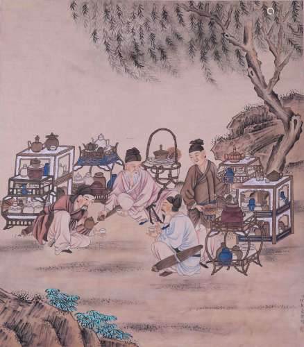 A Chinese Figure Painting, Jiao Bingzhen Mark