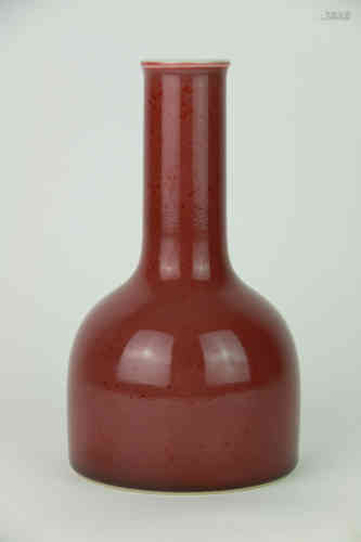 A Chinese Red Glazed Porcelain Bell-shaped Zun
