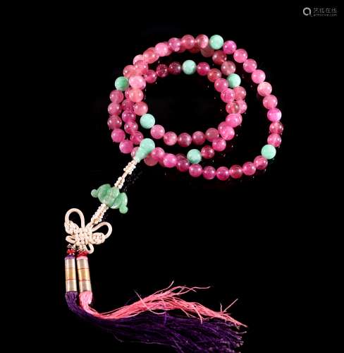 A Chinese Red Tourmaline Necklace