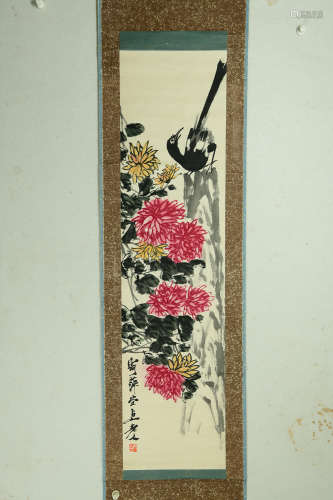 A Chinese Bird-and-flower  Painting, Qi Baishi Mark