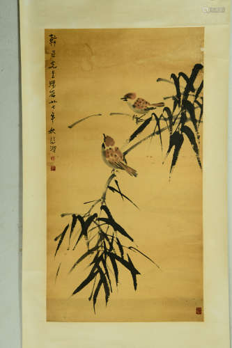 A Chinese Bird-and-flower  Painting, Xu Beihong Mark