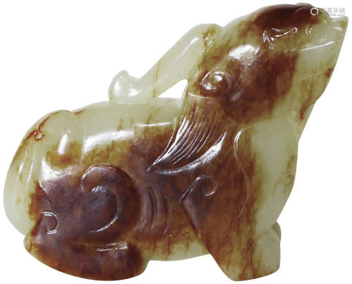 清(Qing Dynasty)1694-1912 黃玉帶紅皮獨角獸
