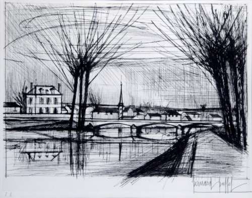 BERNARD BUFFET (1928 1999) Canal à Soisson, 1964. …