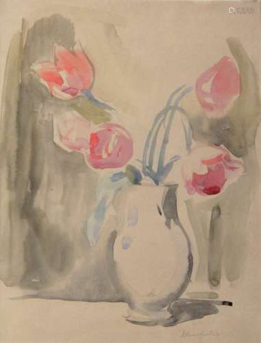 ALBERT ANDRE (1869 1954), Vase de tulipes Aquarell…