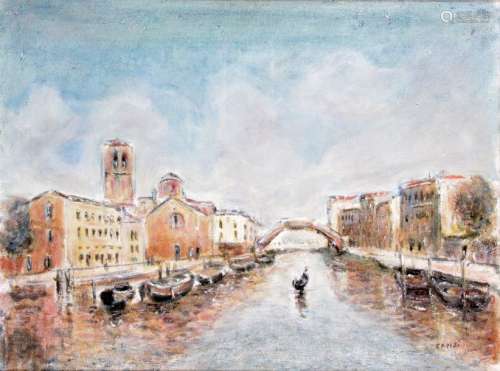 CAPISI, ECOLE FRANÇAISE XXE. Canal à Venise. Huile…