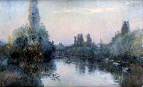 ALBERT LEBOURG (1849 1928), Barques sur la Seine H…
