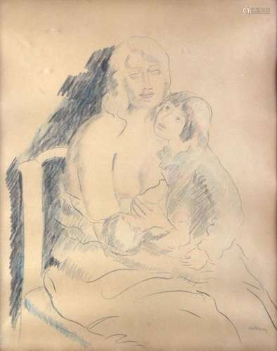 PEDRO CREIXAMS (1893 1965), Maternité, Crayon et f…