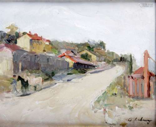 ALBERT LEBOURG (1849 1928), Chevaux sur le chemin …